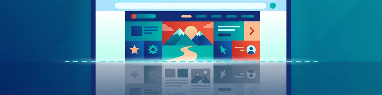 Ein Browser-Fenster mit hervorgehobenem oberen Sichtbereich über einer Faltlinie