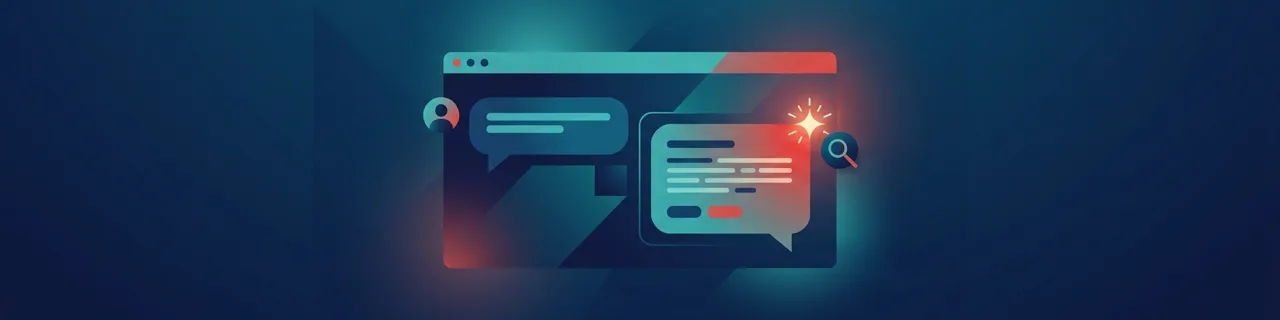 Chat-Dialog mit Frage und KI-Antwort-Sprechblase