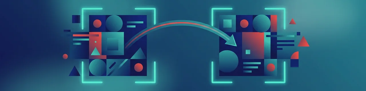 Ein Fokus-Rahmen springt entlang eines Routing-Pfeils von einem Inhaltsblock zum nächsten