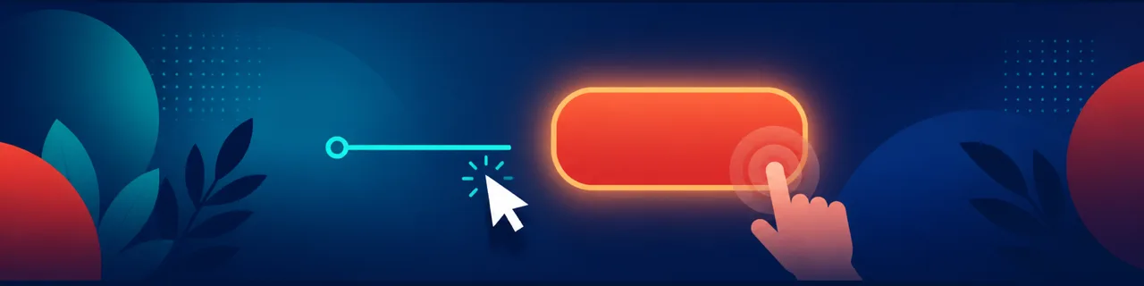 Ein unterstrichener Link mit Cursor neben einem Button mit Fokus und Fingertipp