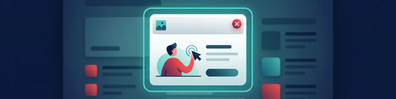 Ein Dialogfenster als Overlay vor einer abgedunkelten Seite mit Schließen-Symbol