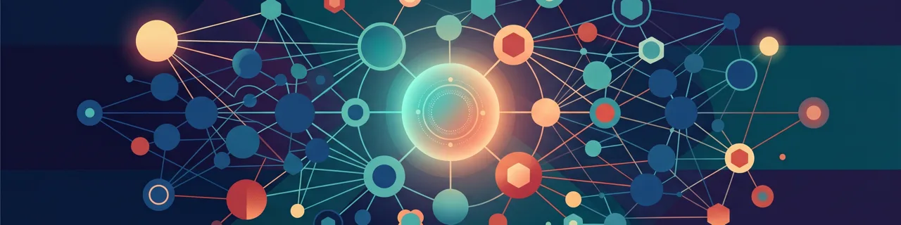 Ein zentraler Begriff-Knoten ist über Linien mit einem Netz verwandter Begriffe verbunden